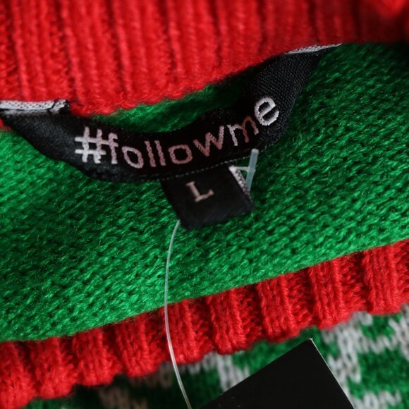 FollowMe Ugly Christmas Sweater Santas Favorite Ho Green Red White - Picture 9 of 13